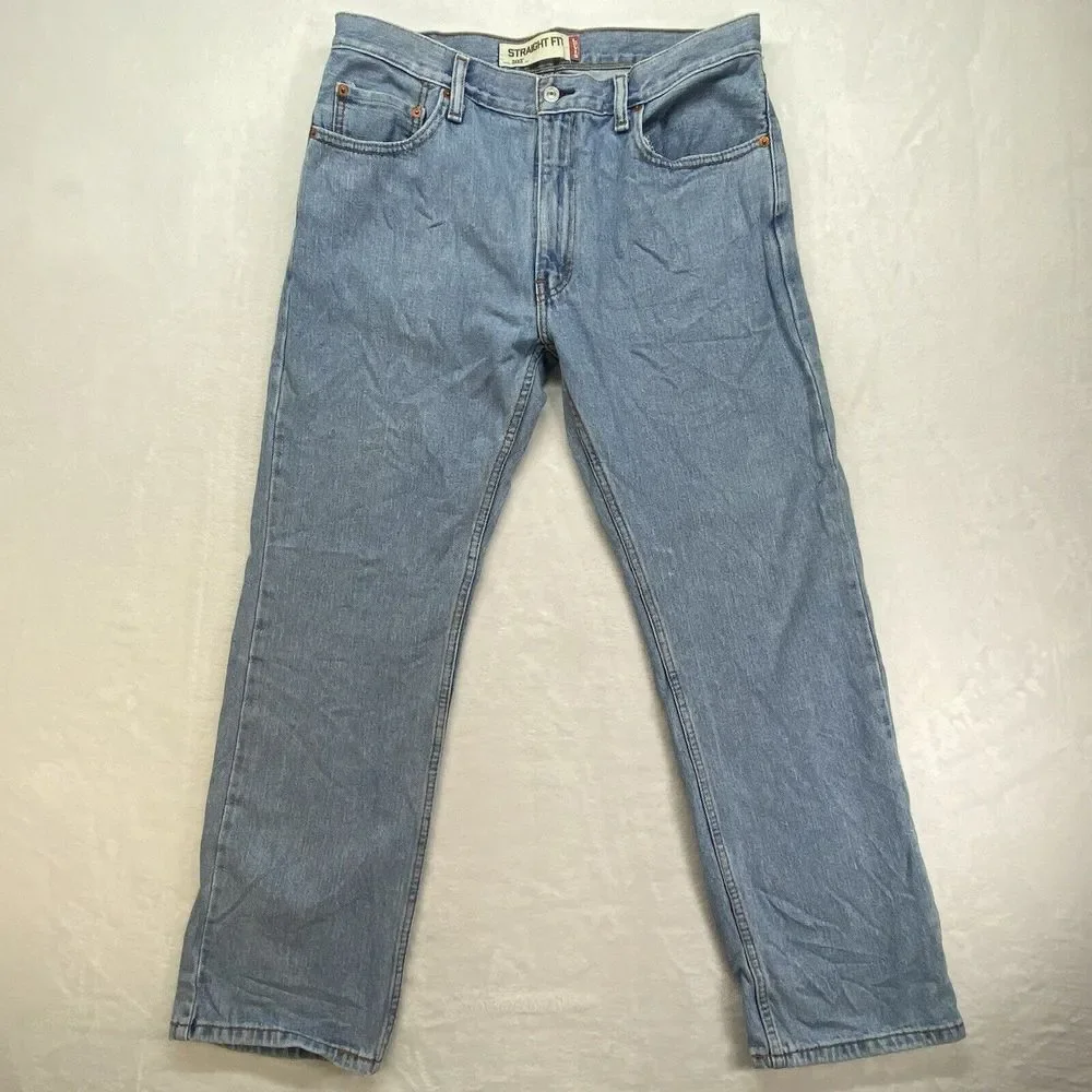 Levi's 505 Jeans Mens W34 L30 light Denim Classic Straight Leg Casual Pants flaw